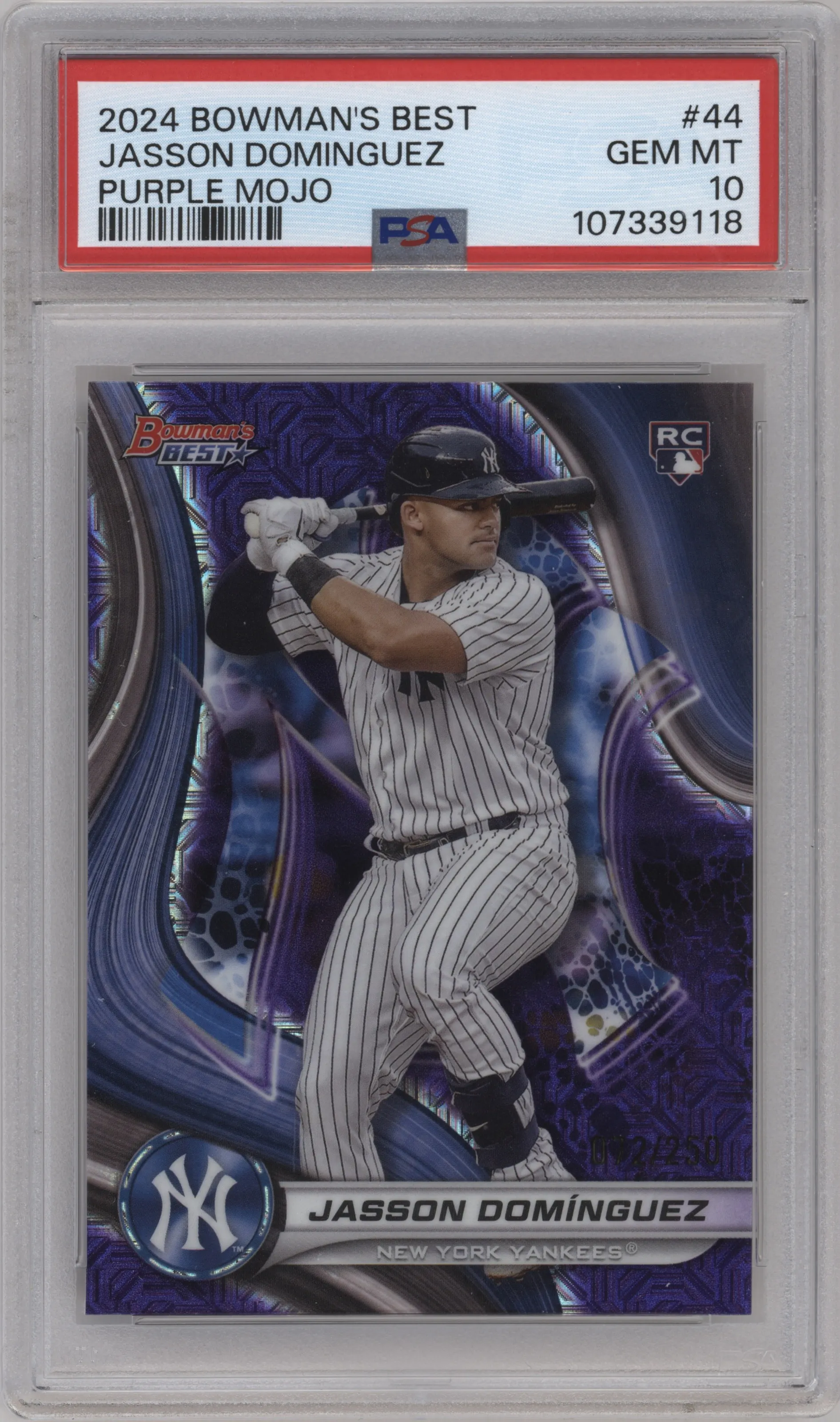 2024 Bowman's Best Jasson Dominguez Purple Mojo Refractor #44 PSA 10