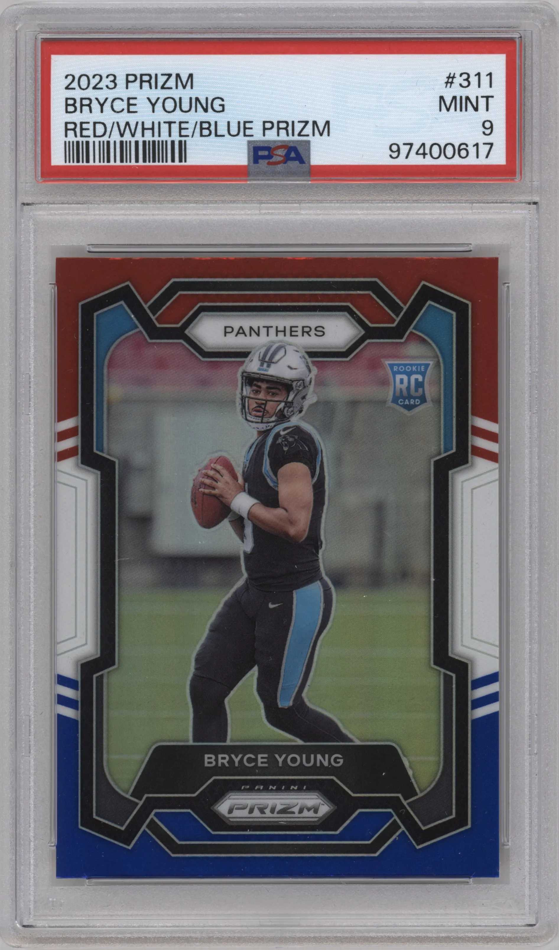 2023 Panini Prizm Bryce Young Red White Blue Prizm #311 PSA 9
