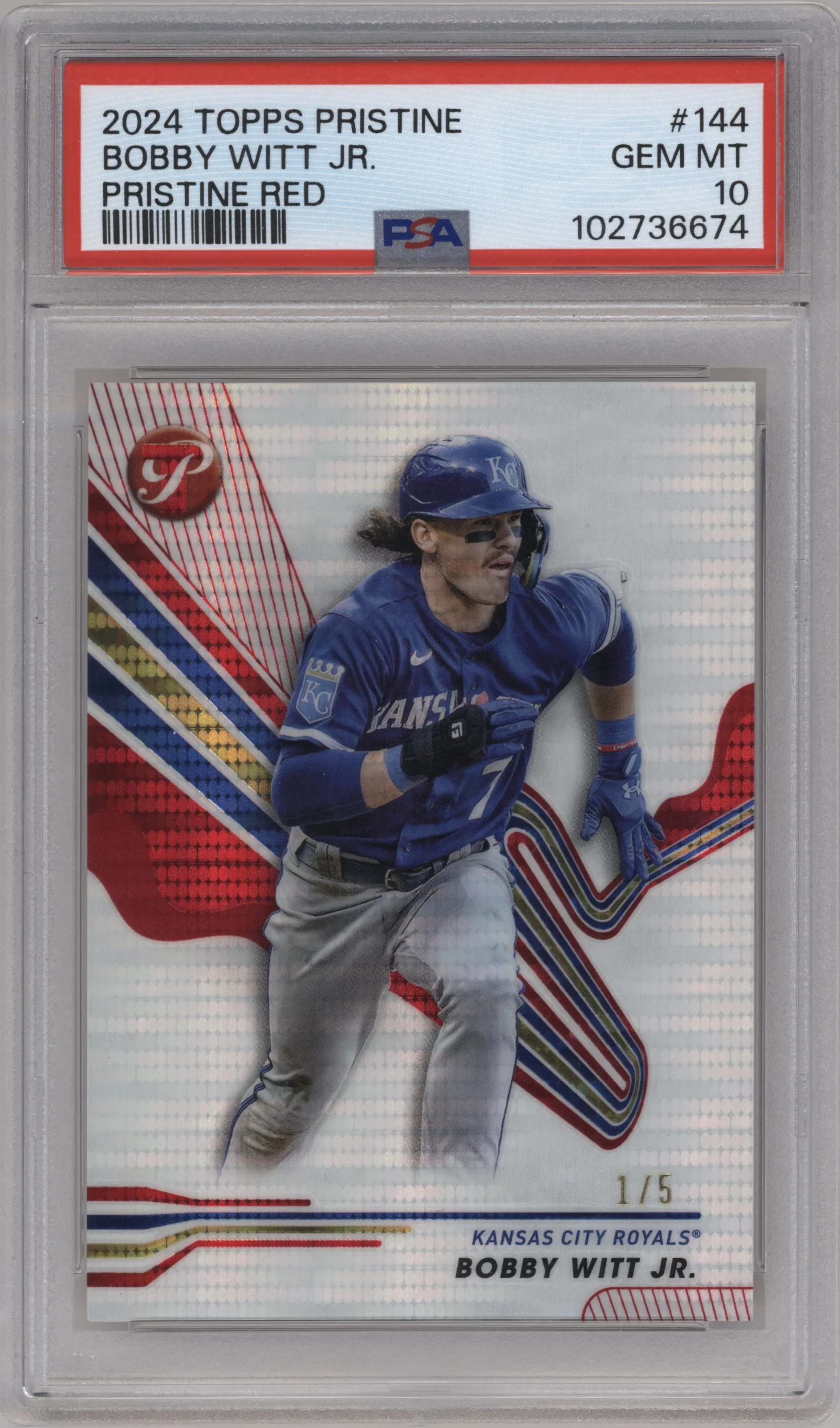 2024 Topps Pristine Bobby Witt Jr. Red Pristine PSA 10