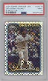 Jackson Chourio from the 2024 Topps Chrome Update set featuring a X-Fractor parallel graded by PSA and given an overall grade of 9.