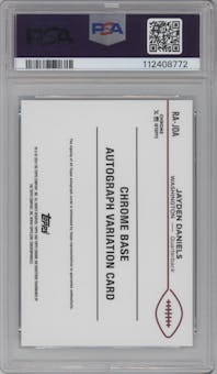 Jayden Daniels from the 2024 Topps Chrome set featuring a Aqua Sonar Refractor parallel graded by PSA and given an overall grade of 9.