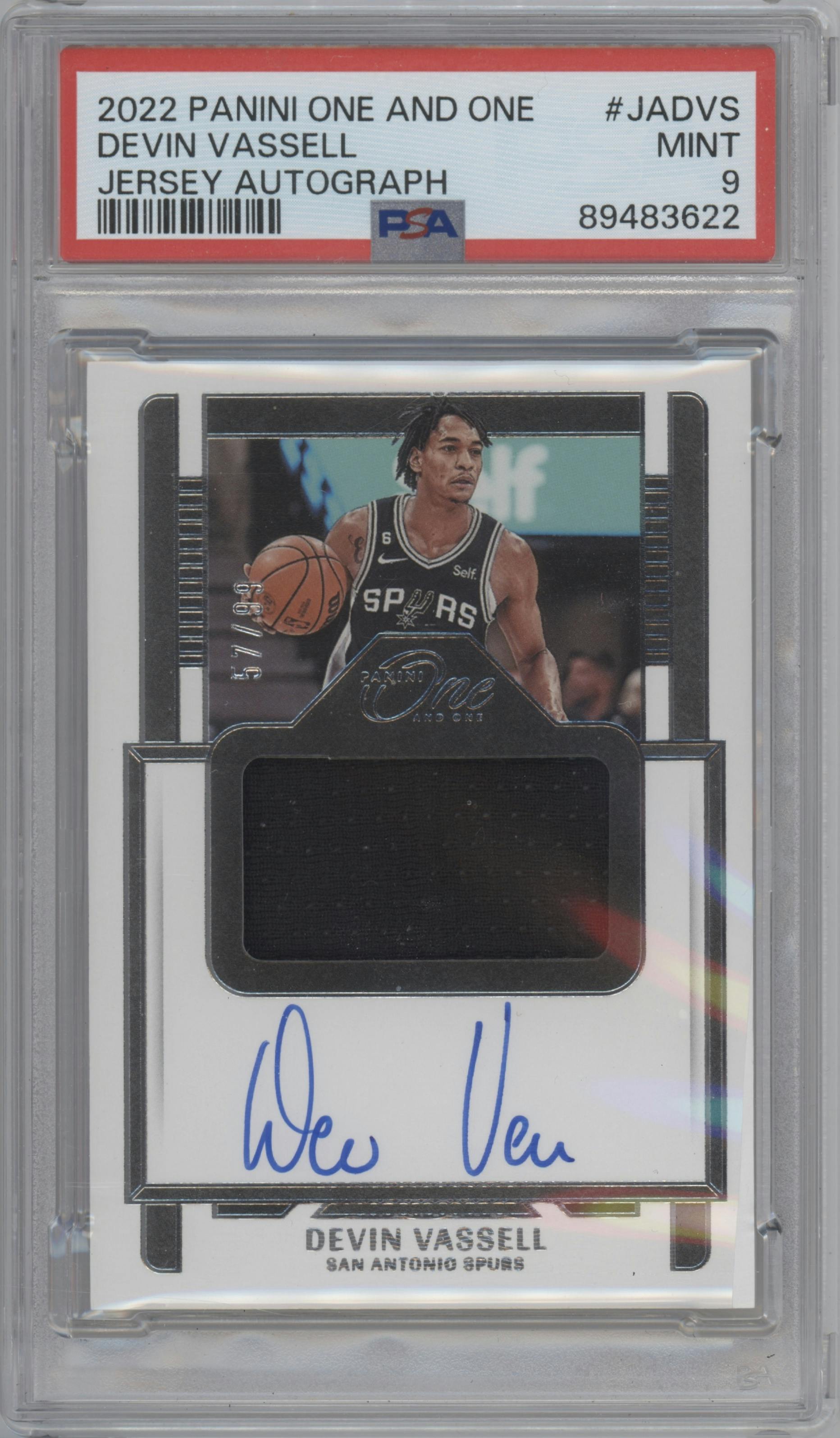 Devin Vassell from the 2022-23 Panini One and One set graded by PSA and given an overall grade of 9.