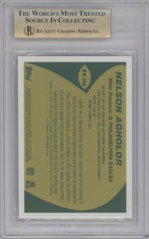 Nelson Agholor from the 2015 Topps Chrome set featuring a Pulsar Refractor parallel graded by Beckett and given an overall grade of 9.5.