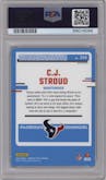 C.J. Stroud from the 2023 Donruss Optic set featuring a  Purple Shock parallel graded by PSA and given an overall grade of 10.
