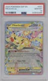 Pikachu ex from the 2024 Pokemon SV set graded by PSA and given an overall grade of 10.