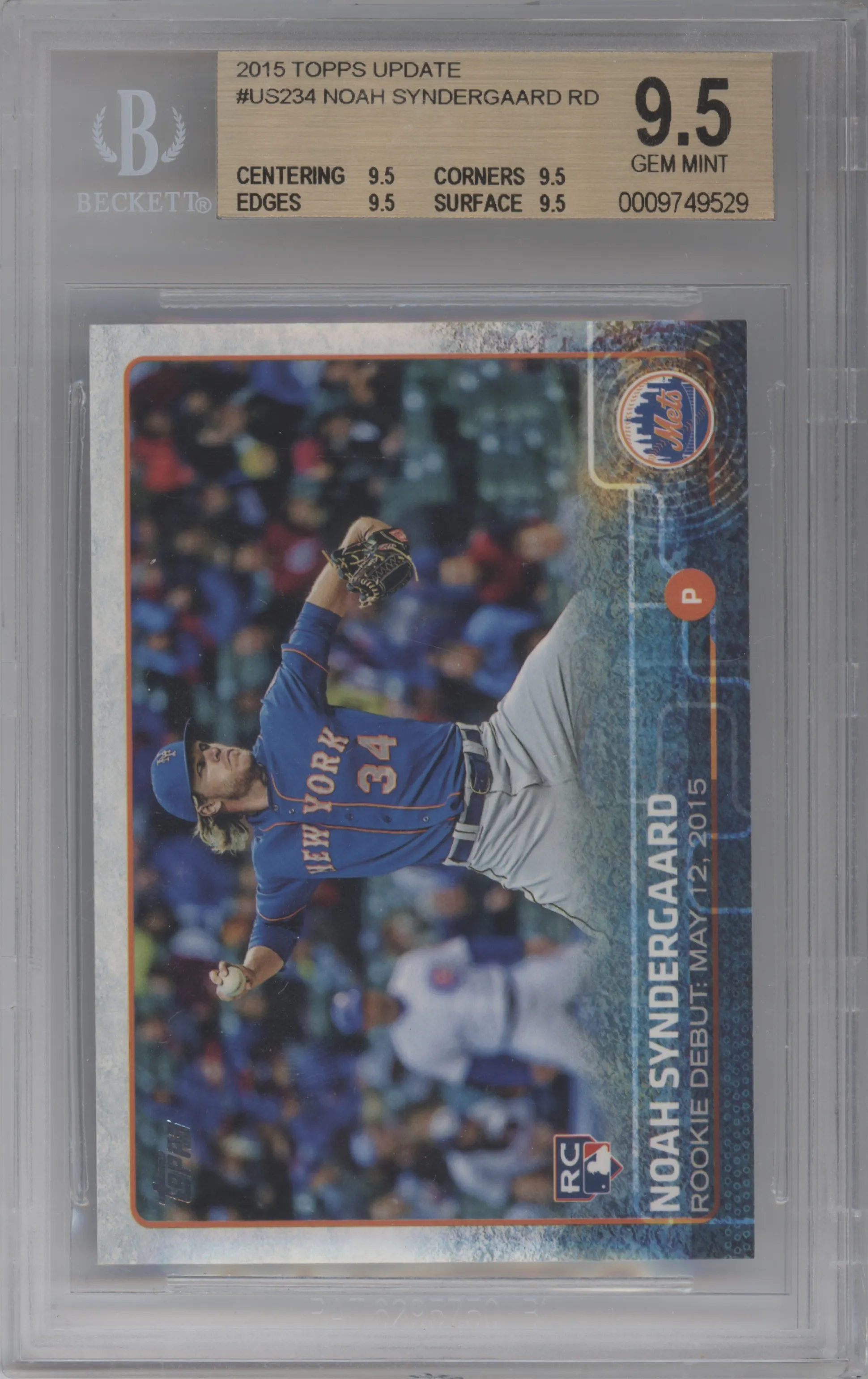 2015 Topps Update Series Noah Syndergaard BGS 9.5