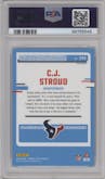 C.J. Stroud from the 2023 Donruss Optic set featuring a Hyper Blue parallel graded by PSA and given an overall grade of 10.