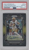  Christian Watson  from the 2022 Panini Chronicles set featuring a Gold parallel graded by PSA and given an overall grade of 10.