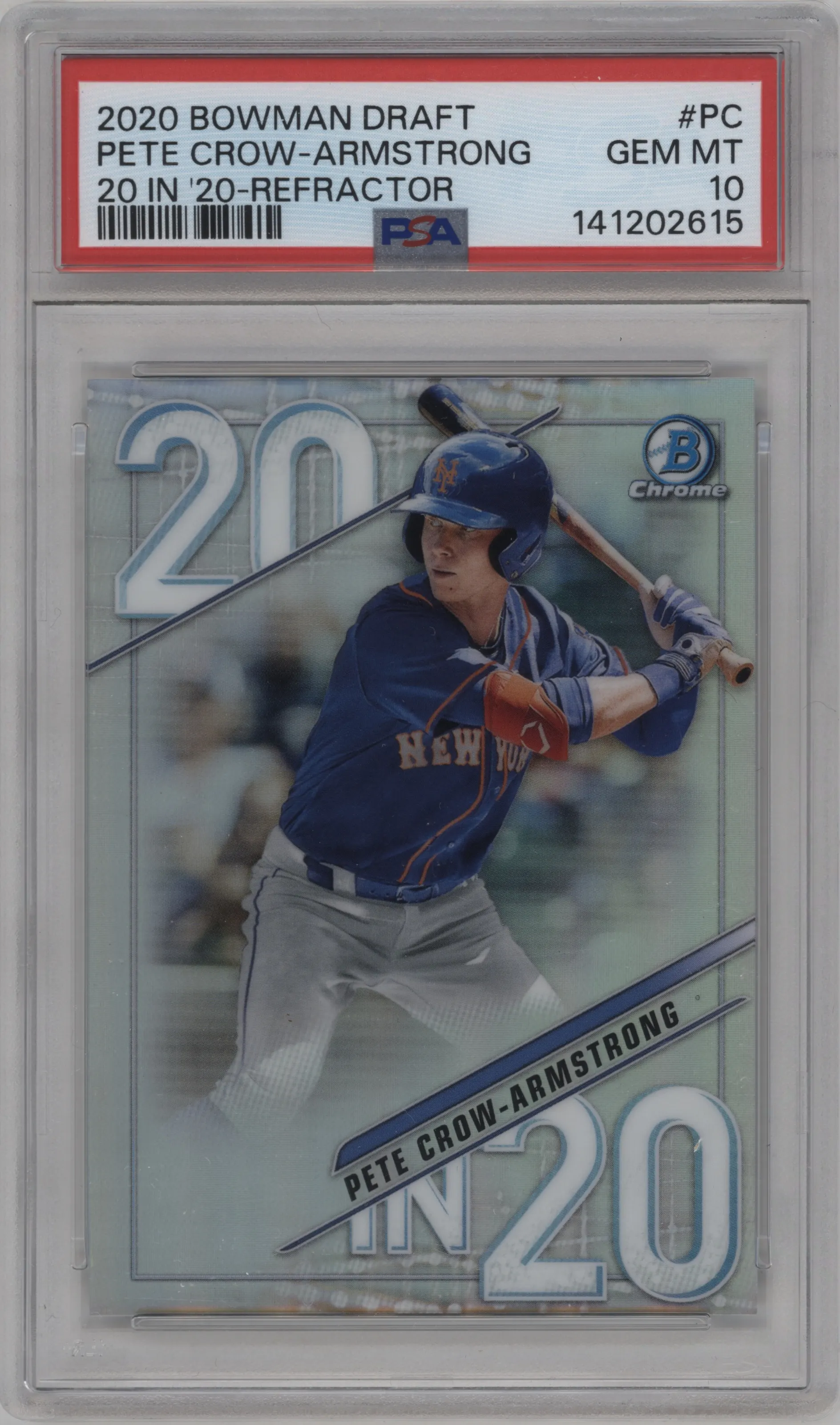 2020 Bowman Draft 20 in '20 Pete Crow-Armstrong Refractor #20IN20-PC PSA 10