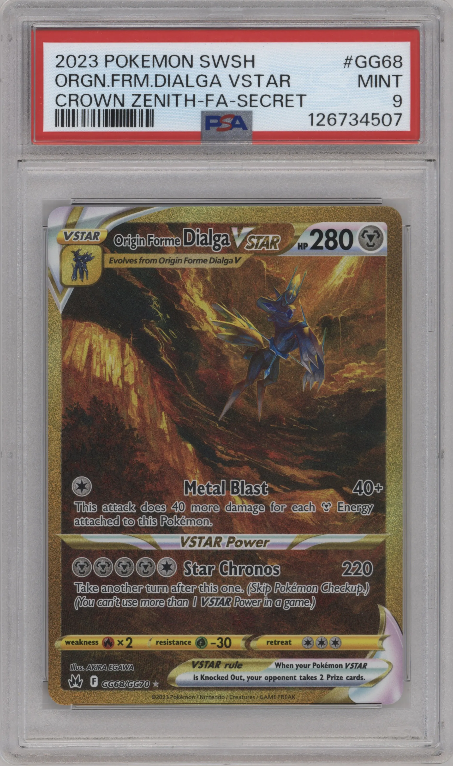 2023 Pokemon SWSH Crown Zenith GG Origin Forme Dialga VSTAR PSA 9