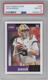 Joe Burrow from the 2020 Panini Score set graded by PSA and given an overall grade of 10.