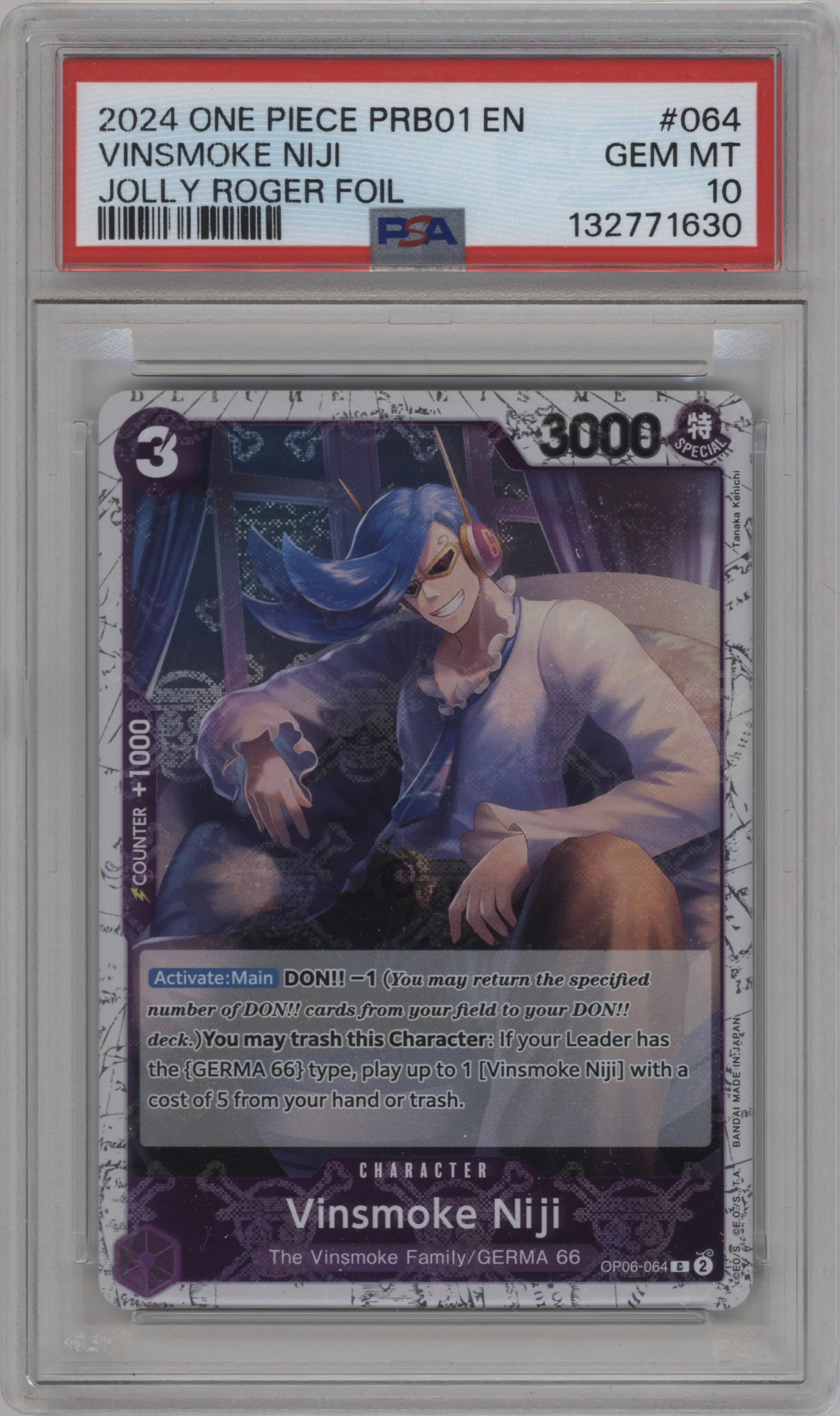 2024 One Piece Card The Best Vinsmoke Niji Jolly Roger Foil PSA 10