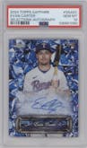 Evan Carter from the 2024 Topps Chrome Sapphire set graded by PSA and given an overall grade of 10.