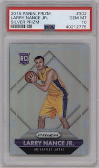 Larry Nance Jr. from the 2015-16 Panini Prizm  set featuring a Silver Prizm parallel graded by PSA and given an overall grade of 10.