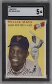 Willie Mays from the 1954 Topps set graded by SGC and given an overall grade of 5.