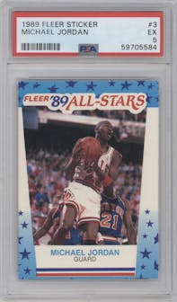Michael Jordan  from the 1989-90 Fleer set graded by PSA and given an overall grade of 5.