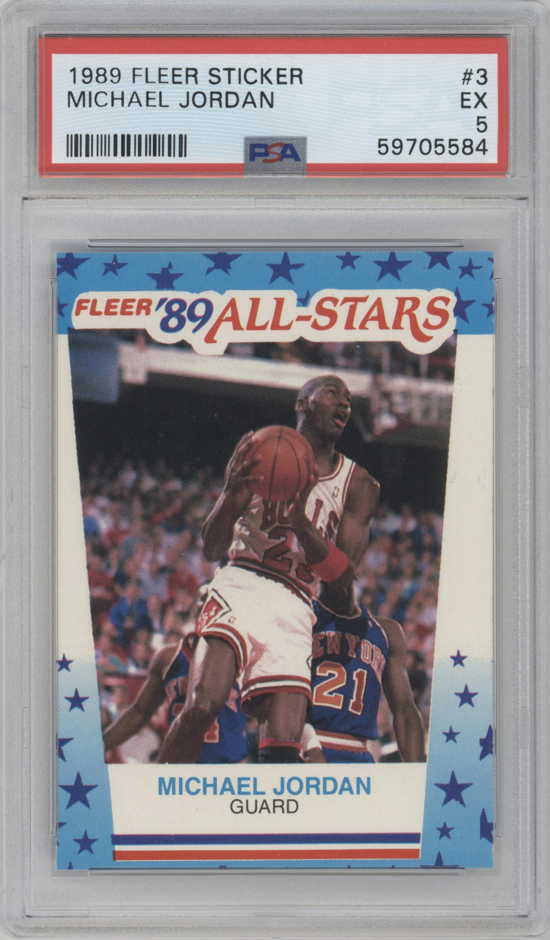 Michael Jordan  from the 1989-90 Fleer set graded by PSA and given an overall grade of 5.