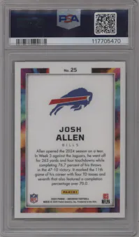 Josh Allen from the 2024 Panini Obsidian set graded by PSA and given an overall grade of 10.