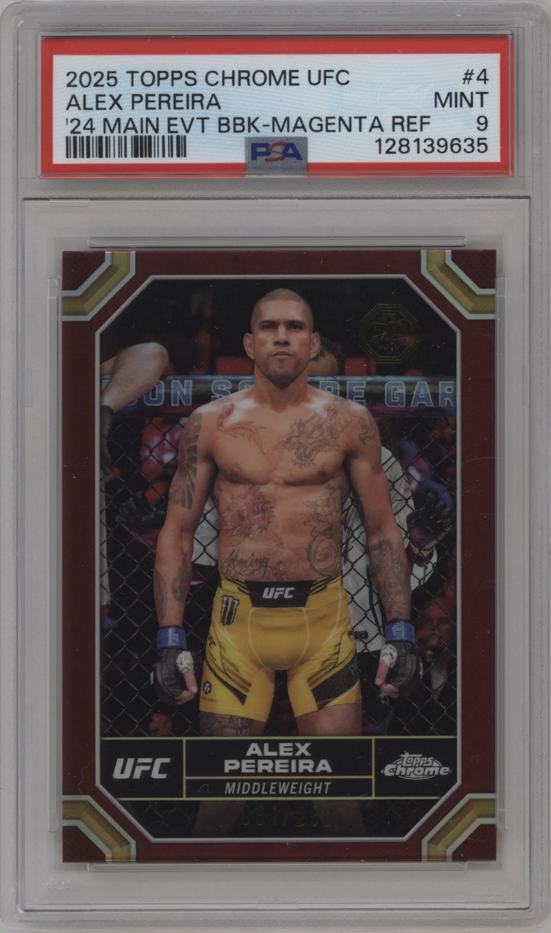 2024 Topps Chrome UFC Alex Pereira Magenta Refractor #4 PSA 9