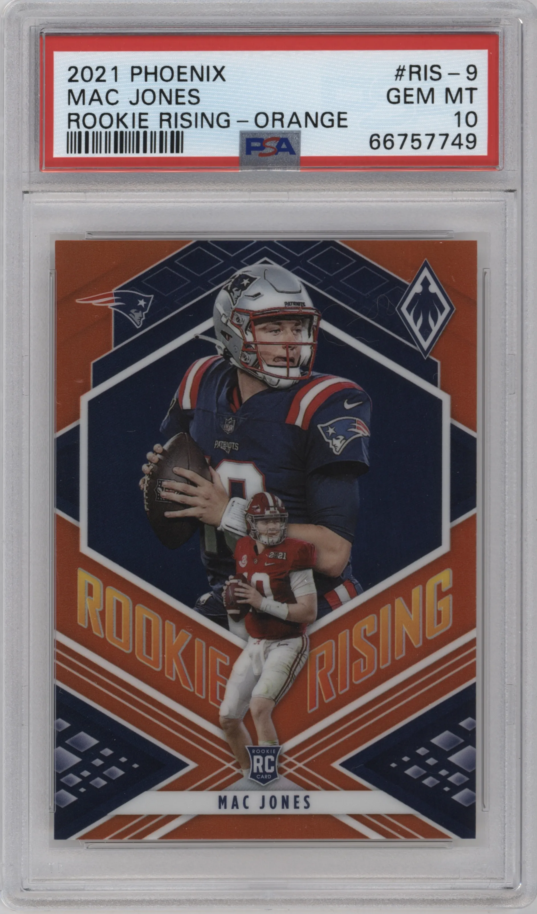 2021 Panini Phoenix Rke.Rising Mac Jones Orange #RIS-9 PSA 10