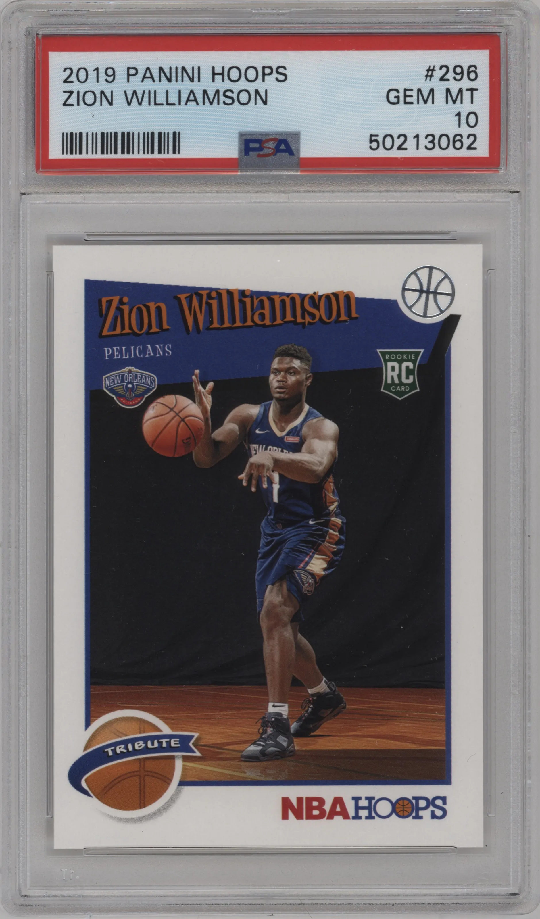 2019 Panini NBA Hoops Tribute Zion Williamson PSA 10