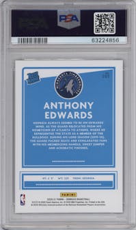 Anthony Edwards from the 2020-21 Panini Donruss set featuring a Blue Laser parallel graded by PSA and given an overall grade of 10.