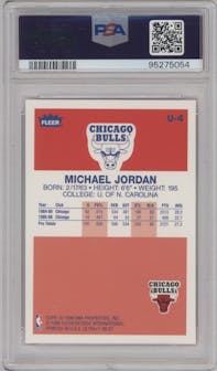 Michael Jordan from the 1996-97 Fleer Ultra set graded by PSA and given an overall grade of 10.