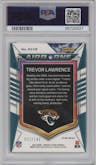 Trevor Lawrence from the 2022 Panini Rookies & Stars set featuring a White parallel graded by PSA and given an overall grade of 10.
