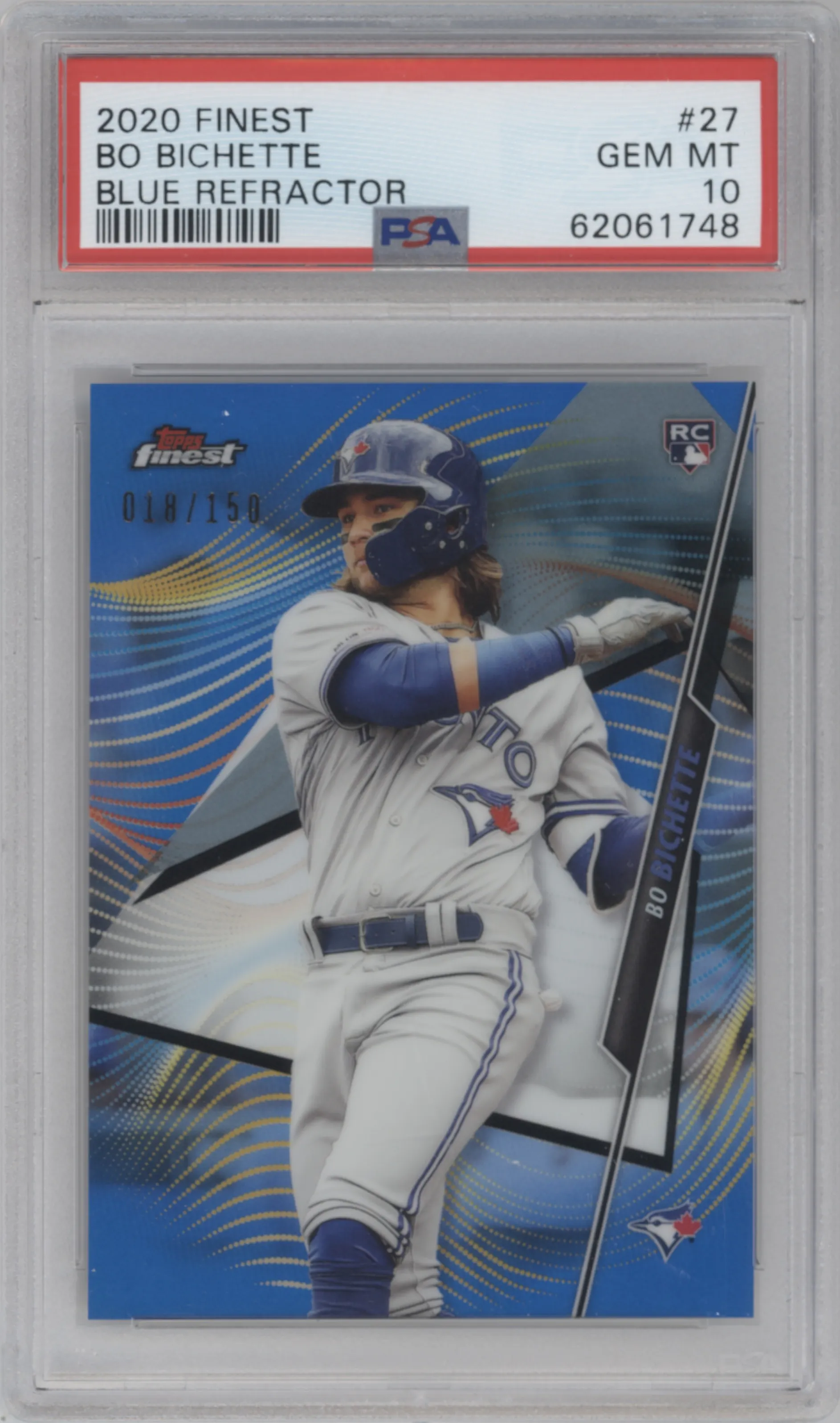 2020 Topps Finest Bo Bichette Blue Refractor #27 PSA 10