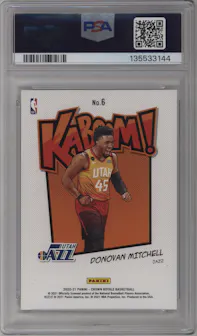 Donovan Mitchell from the 2020-21 Panini Crown Royale set graded by PSA and given an overall grade of 10.