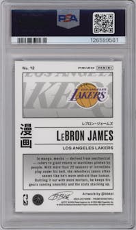LeBron James from the 2024-25 Panini Prizm set graded by PSA and given an overall grade of 9.