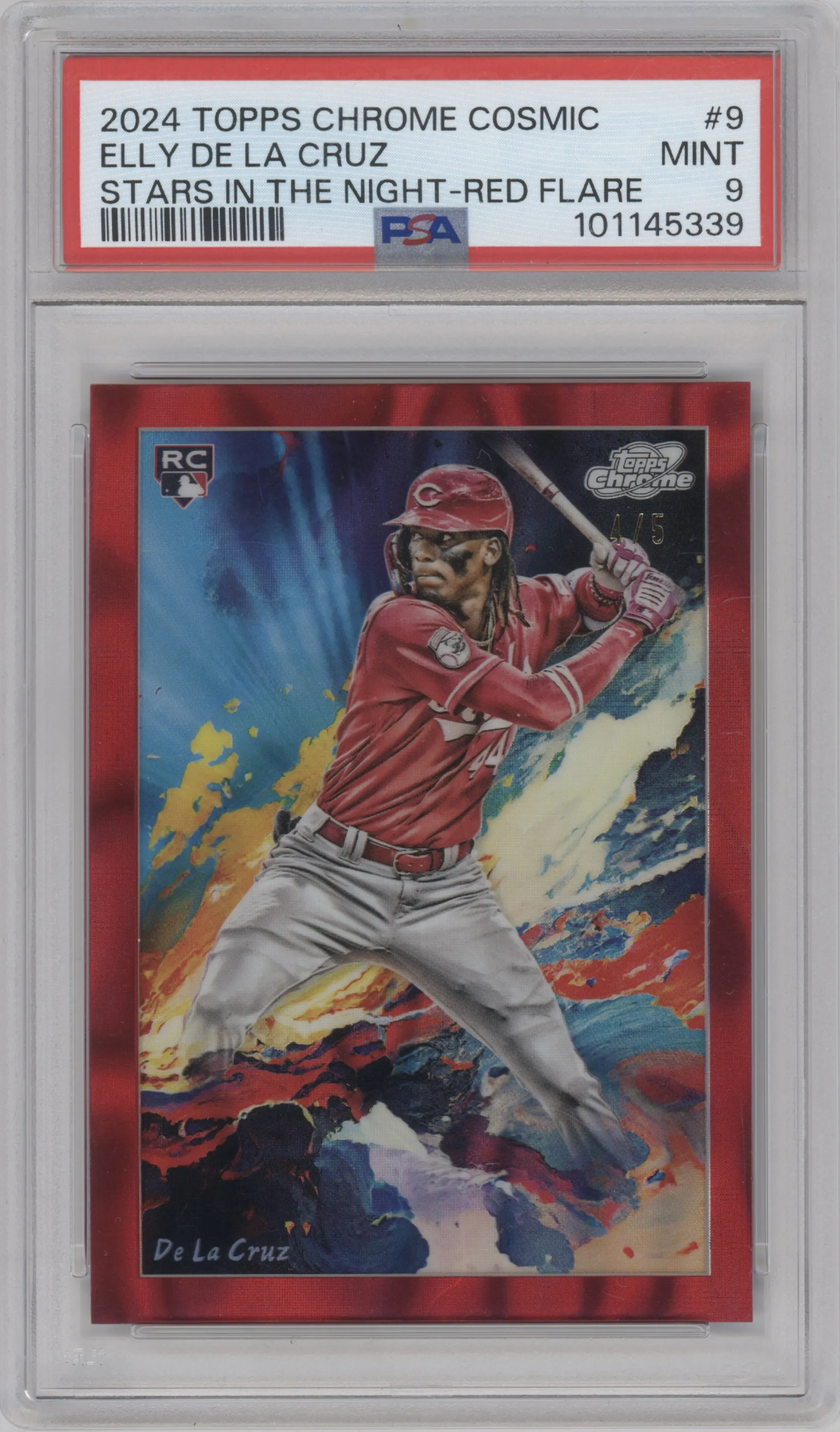 2024 Topps Cosmic Chrome Strs.In The Nght. Elly De La Cruz Red Flare Refractor #STN-9 PSA 9