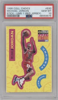 Michael Jordan from the 1996-97 Upper Deck Collector's Choice set graded by PSA and given an overall grade of 10.