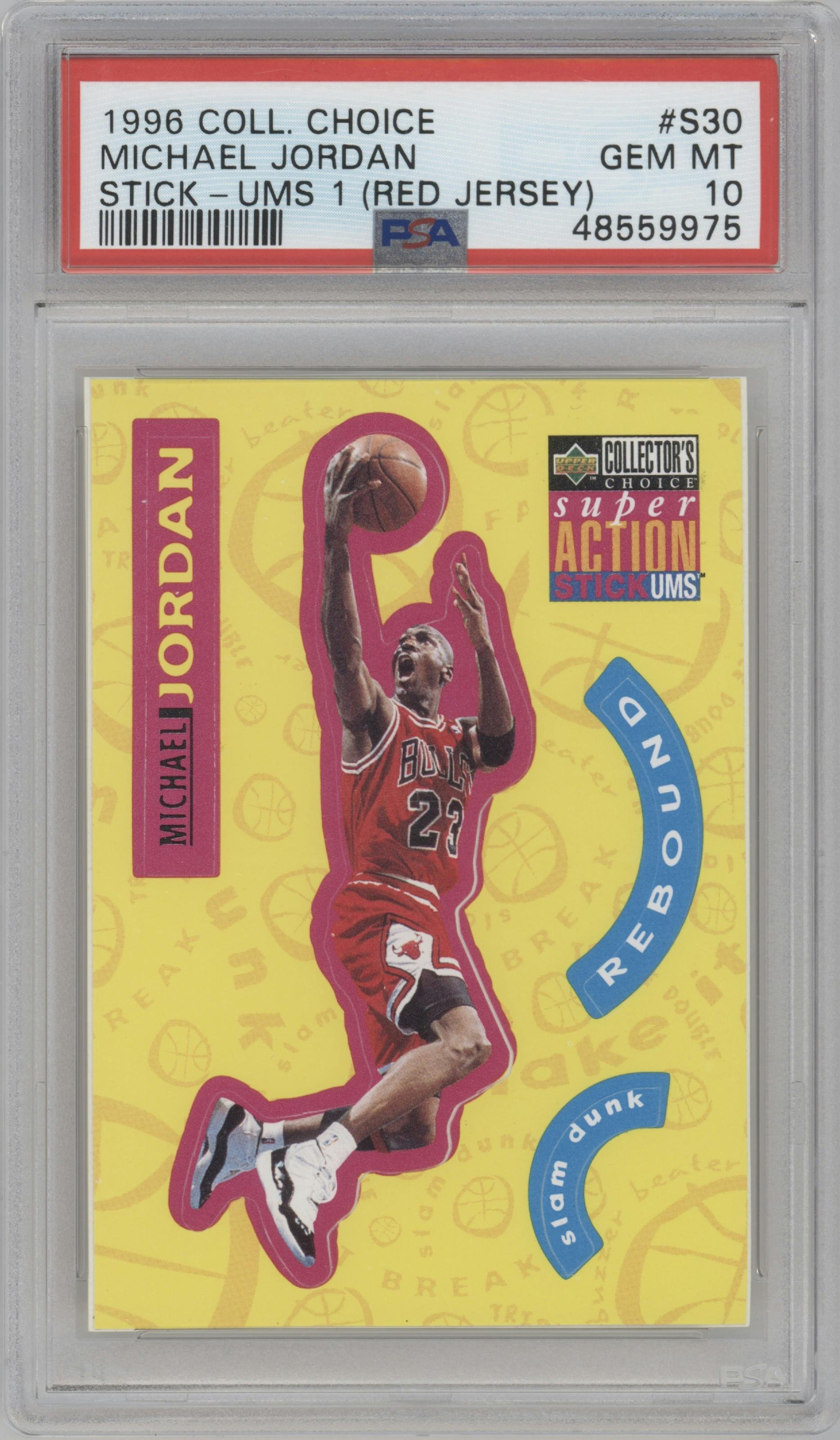 Michael Jordan from the 1996-97 Upper Deck Collector's Choice set graded by PSA and given an overall grade of 10.