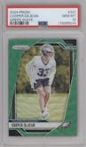 Cooper DeJean from the 2024 Panini Prizm set featuring a Green Wave parallel graded by PSA and given an overall grade of 10.