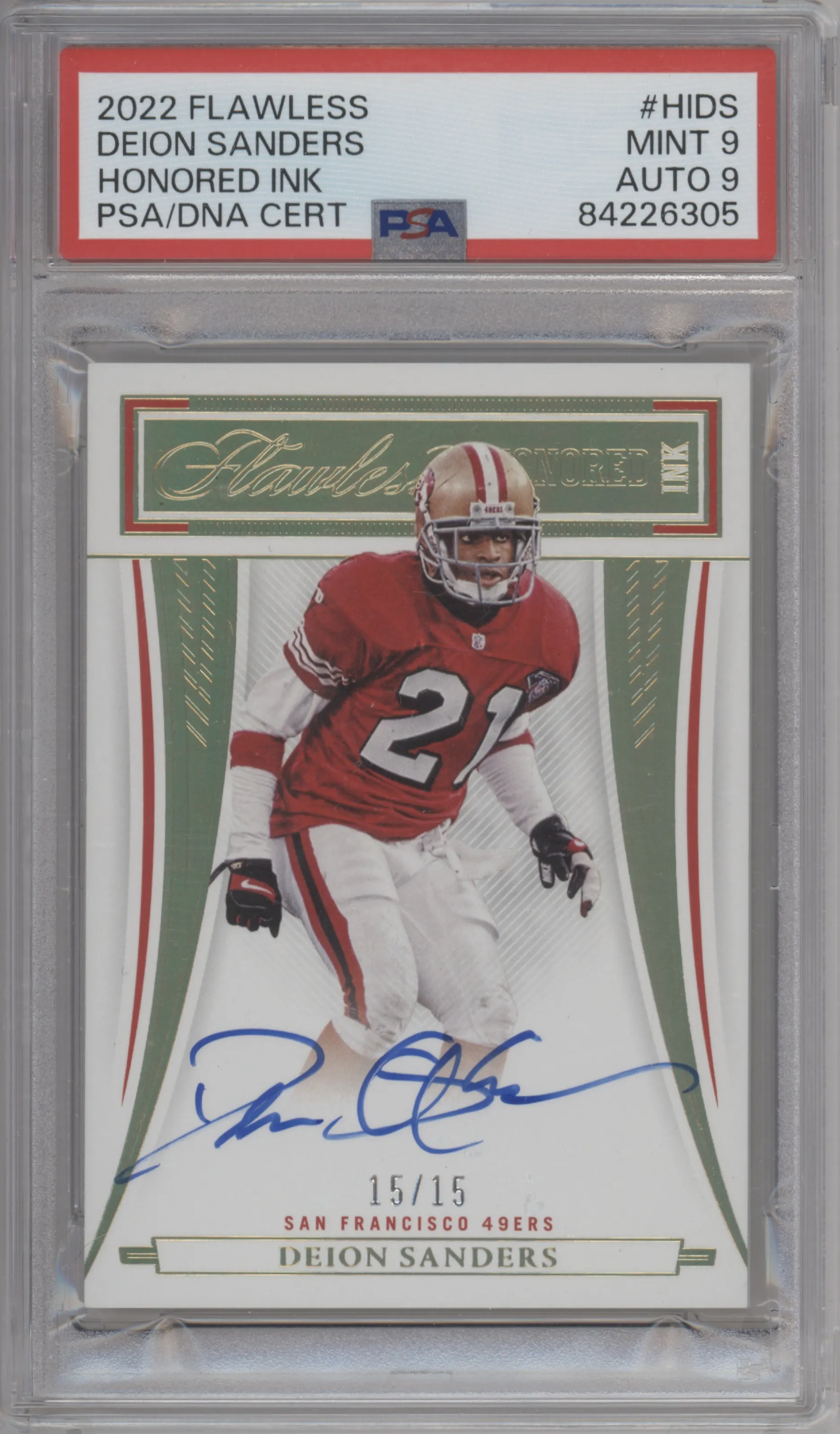 2022 Panini Flawless Honored Ink Deion Sanders #HI-DS PSA 9