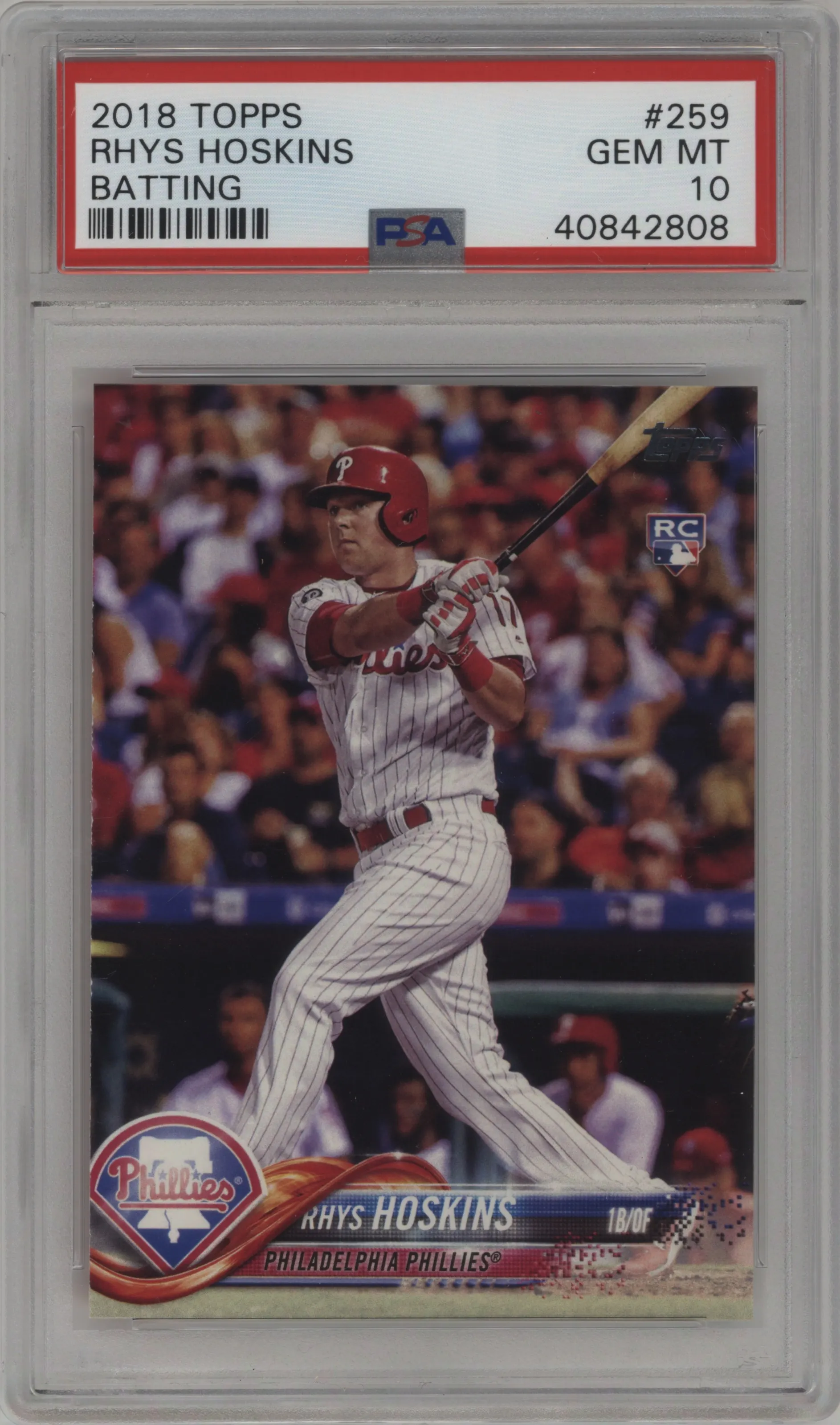2018 Topps Series 1 Rhys Hoskins #259 PSA 10