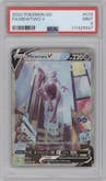 Mewtwo V from the 2022 Pokemon SWSH set graded by PSA and given an overall grade of 9.