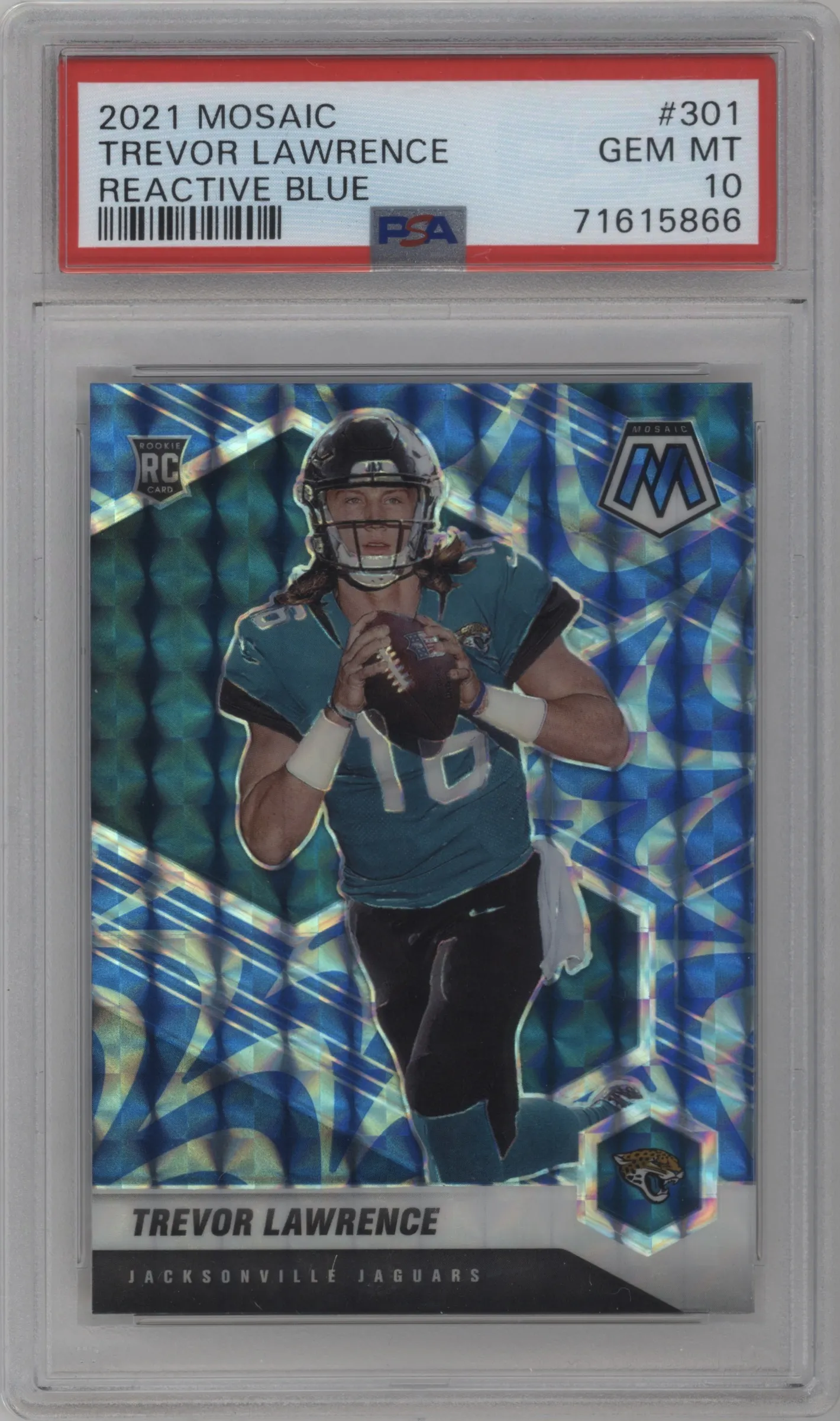 2021 Panini Mosaic Trevor Lawrence Reactive Blue PSA 10