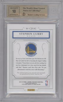  Stephen Curry  from the 2014-15 Panini National Treasures set graded by Beckett and given an overall grade of 9.5.