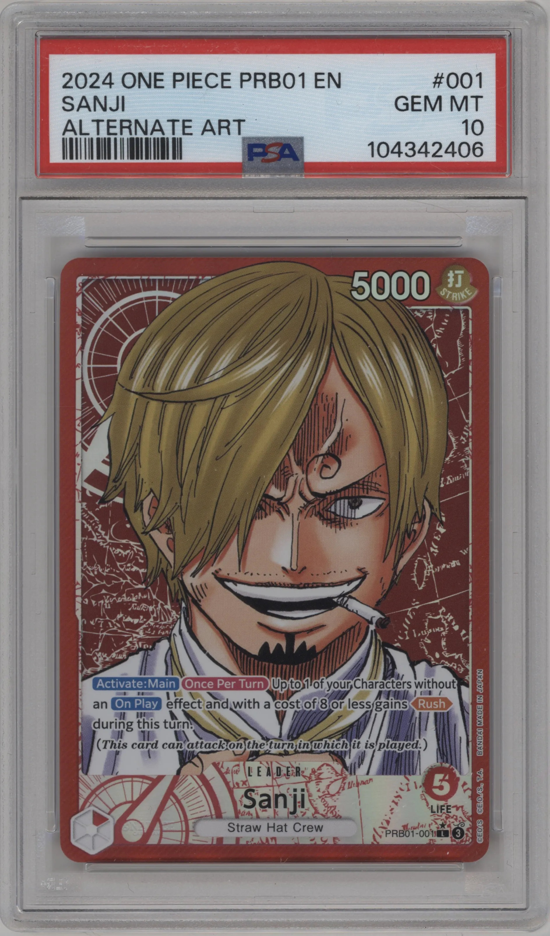 2024 One Piece Card The Best Sanji Alternate Art PSA 10