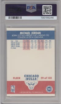 Michael Jordan from the 1987-88 Fleer set graded by PSA and given an overall grade of 8.
