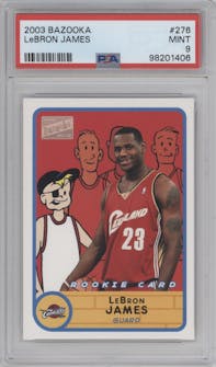 LeBron James from the 2003-04 Topps Bazooka set graded by PSA and given an overall grade of 9.