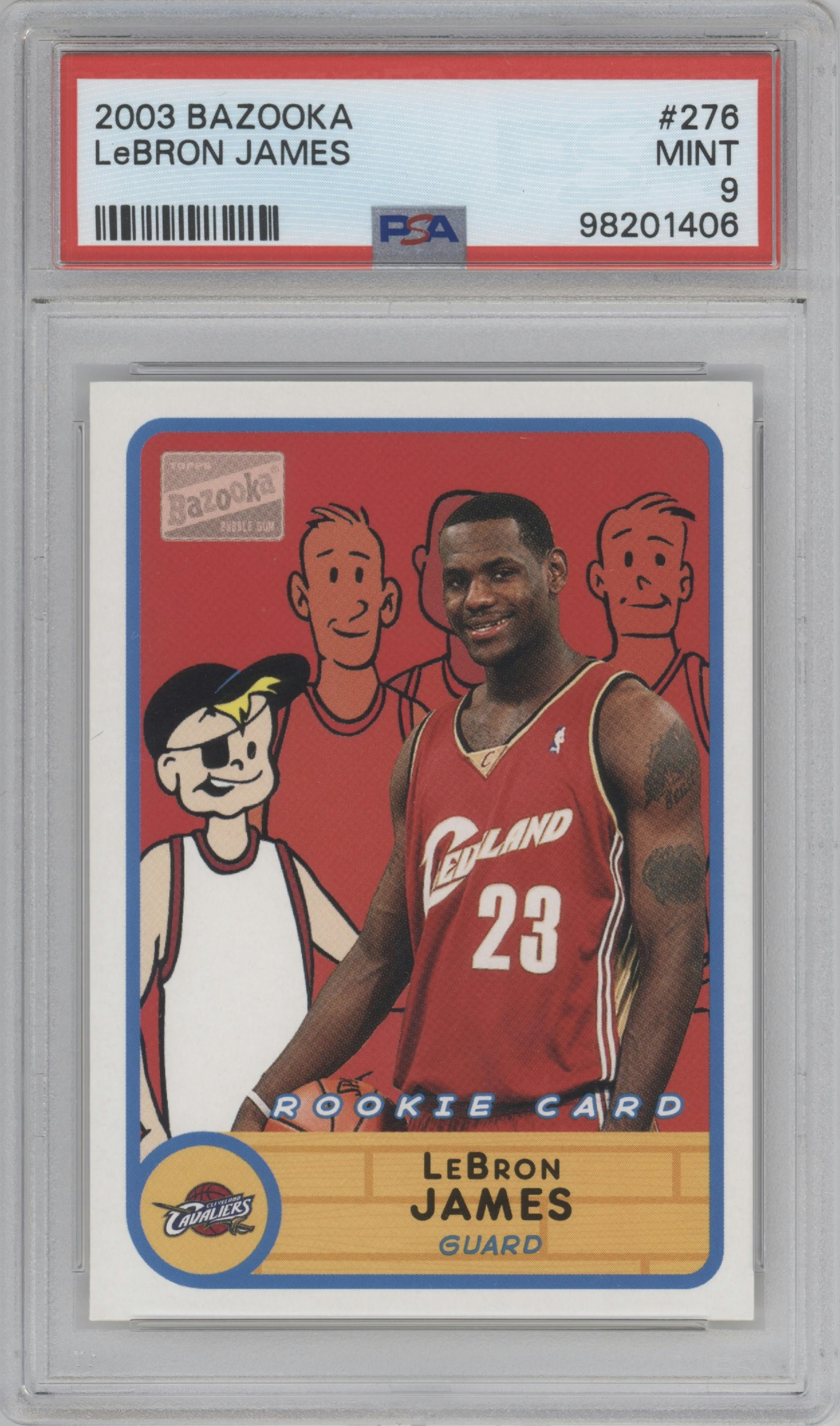 LeBron James from the 2003-04 Topps Bazooka set graded by PSA and given an overall grade of 9.