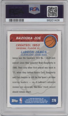 LeBron James from the 2003-04 Topps Bazooka set graded by PSA and given an overall grade of 9.
