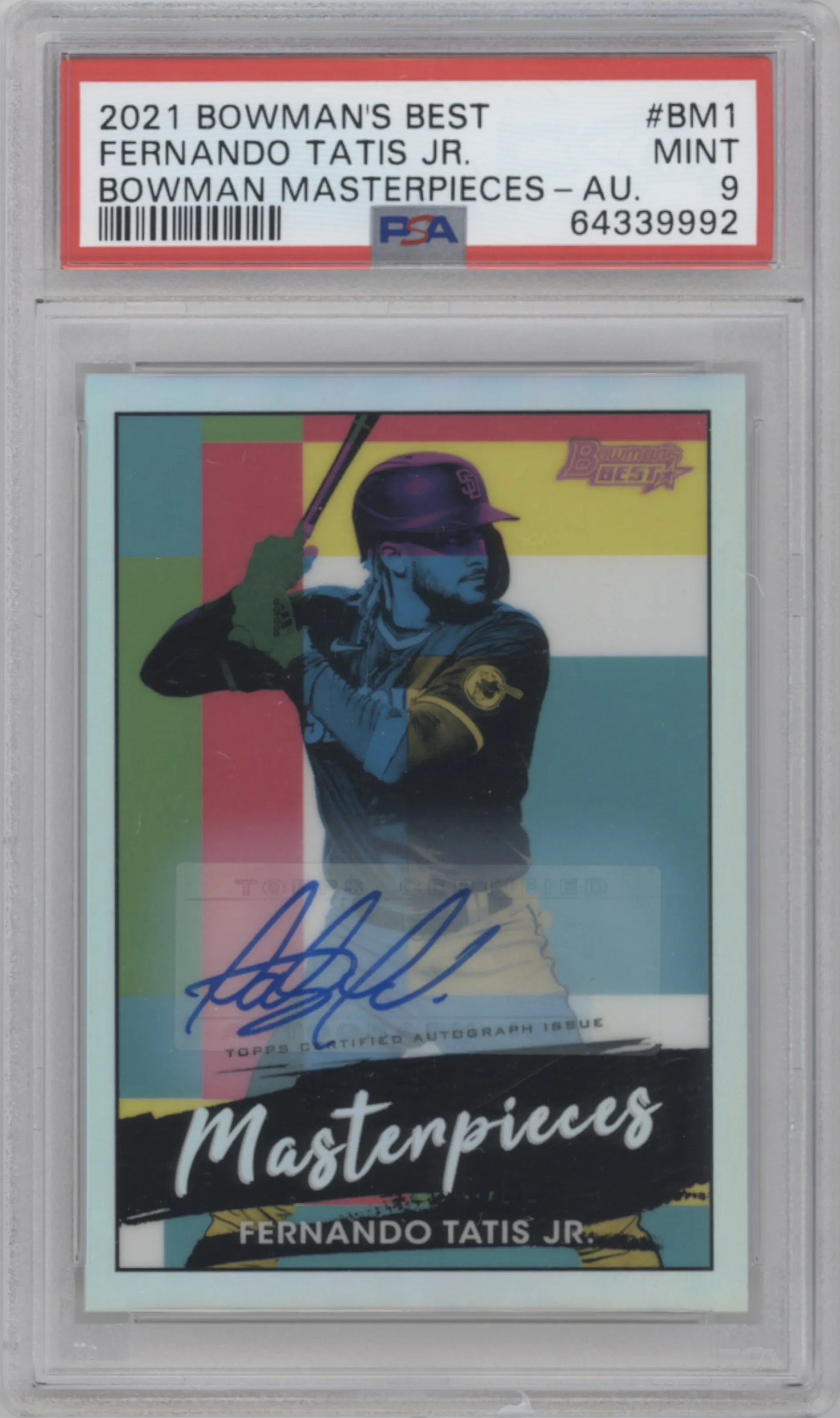 2021 Bowman’s Best Masterpieces Auto Fernando Tatis Jr. #BM-1 PSA 9