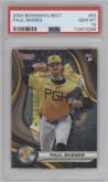 Paul Skenes from the 2024 Bowman's Best set graded by PSA and given an overall grade of 10.