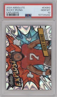 Bucky Irving from the 2024 Panini Absolute set graded by PSA and given an overall grade of 10.