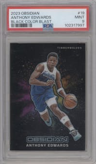 Anthony Edwards from the 2023-24 Panini Obsidian set graded by PSA and given an overall grade of 9.