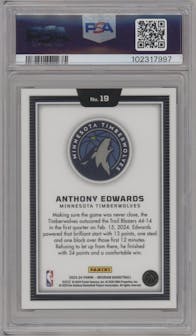 Anthony Edwards from the 2023-24 Panini Obsidian set graded by PSA and given an overall grade of 9.